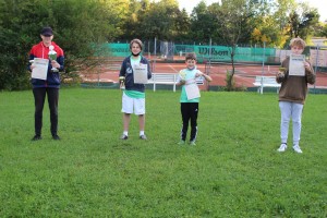 Die Sieger v.li.: Jonas Waldmann (U18), Julius Beer (U15), Kaspar Hieber (U10), Ferdinand Daser (U12)